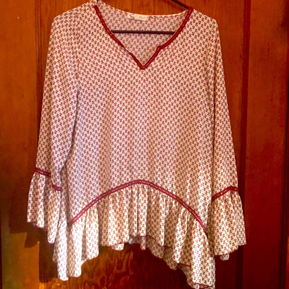 Beautiful burgundy and cream blouse